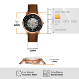 Fossil Neutra Automatic Skeleton Black Dial Brown Leather Strap Watch for Men - ME3195 Authentic Buy Shop Now
