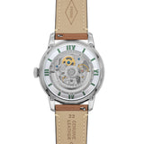 Fossil Boyfriend Automatic Skeleton Silver Dial White Leather Strap Watch for Women - ME3069 Authentic Buy Shop Now