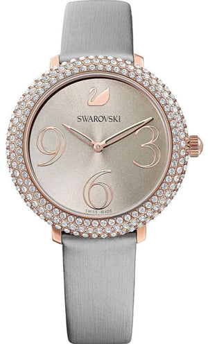 Swarovski Crystal Frost Grey Dial Grey Leather Strap Watch for Women - 5484067 Authentic Buy Shop Now