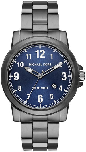 Michael Kors Paxton Analog Blue Dial Grey Steel Strap Watch For Men - MK8499 Authentic Buy Shop Now
