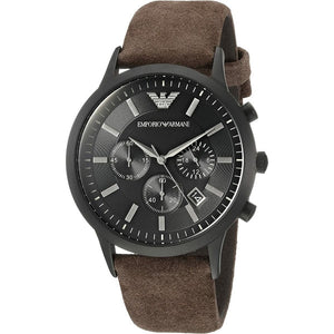 Emporio Armani Chronograph Black Dial Brown Leather Strap Watch For Men - AR11078 Authentic Buy Shop Now