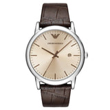 Emporio Armani Luigi Analog Bronze Dial Brown Leather Strap Watch For Men - AR11096 Authentic Buy Shop Now