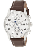 Hugo Boss Navigator White Dial Brown Leather Strap Watch for Men - 1513495 Authentic Buy Shop Now