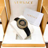 Versace V Metal Icon Black Dial Black Leather Strap Watch For Men - VQL020015 Authentic Buy Shop Now