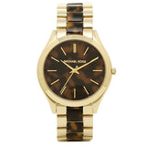 Michael Kors Slim Runway Tortoise Shell Dial Two Tone Steel Strap Watch for Women - MK4284 Authentic Buy Shop Now