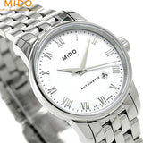 Mido Baroncelli III Automatic White Dial Silver Steel Strap Watch For Women - M7600.4.26.1 Authentic Buy Shop Now