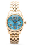 Michael Kors Lexington Quartz Blue Dial Gold Steel Strap Watch For Women - MK3271 Authentic Buy Shop Now