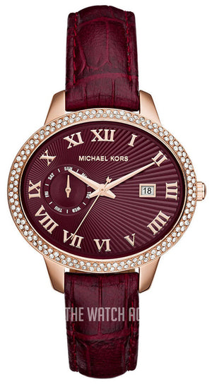 Michael Kors Whitley Quartz Burgundy Dial Burgundy Leather Strap Watch For Women - MK2430 Authentic Buy Shop Now