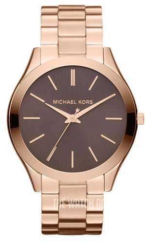 Michael Kors Slim Runway Brown Dial Rose Gold Stainless Steel Strap Watch for Women - MK3181 Authentic Buy Shop Now