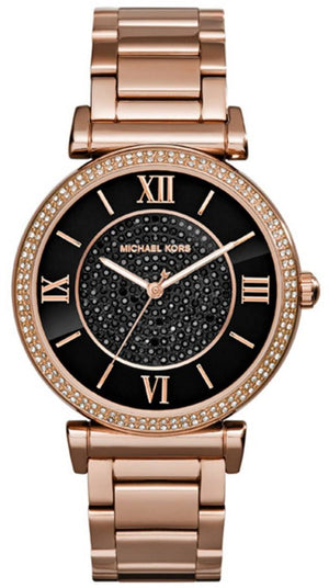 Michael Kors Catlin Black Diamonds Dial Rose Gold Steel Strap Watch for Women - MK3356 Authentic Buy Shop Now