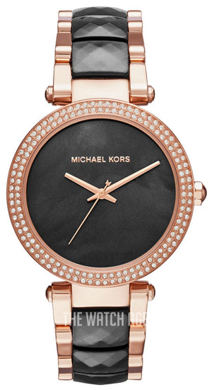 Michael Kors Parker Mother of Pearl Black Dial Two Tone Steel Strap Watch for Women - MK6414 Authentic Buy Shop Now