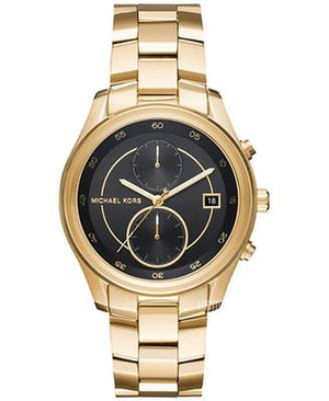 Michael Kors Blair Quartz Black Dial Gold Steel Strap Watch For Women - MK6497 Authentic Buy Shop Now