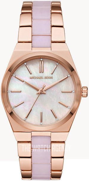 Michael Kors Channing Quartz Mother of Pearl Pink Dial Two Tone Steel Strap Watch For Women - MK6652 Authentic Buy Shop Now