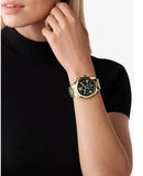 Michael Kors Bradshaw Chronograph Black Dial Gold Steel Strap Watch For Women - MK6959 Authentic Buy Shop Now