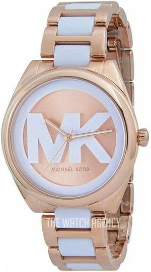 Michael Kors Janelle Three Hand Rose Gold Dial Two Tone Steel Strap Watch For Women - MK7134 Authentic Buy Shop Now