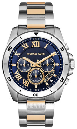 Michael Kors Brecken Chronograph Blue Dial Two Tone Steel Strap Watch For Men - MK8437 Authentic Buy Shop Now