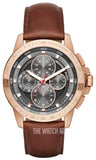 Michael Kors Ryker Analog Gray Dial Brown Leather Strap Watch For Men - MK8519 Authentic Buy Shop Now