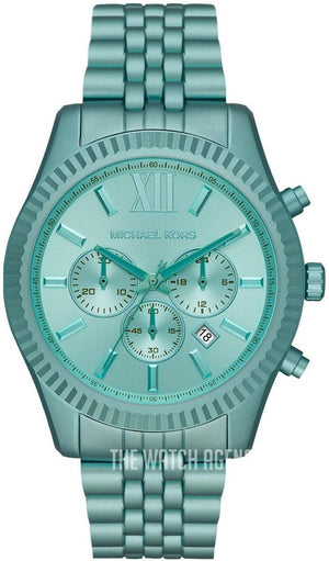 Michael Kors Lexington Chronograph Turquoise Dial Turquoise Steel Strap Watch For Men - MK8793 Authentic Buy Shop Now