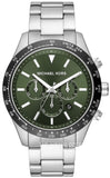 Michael Kors Layton Chronograph Green Dial Silver Steel Strap Watch For Men - MK8912 Authentic Buy Shop Now