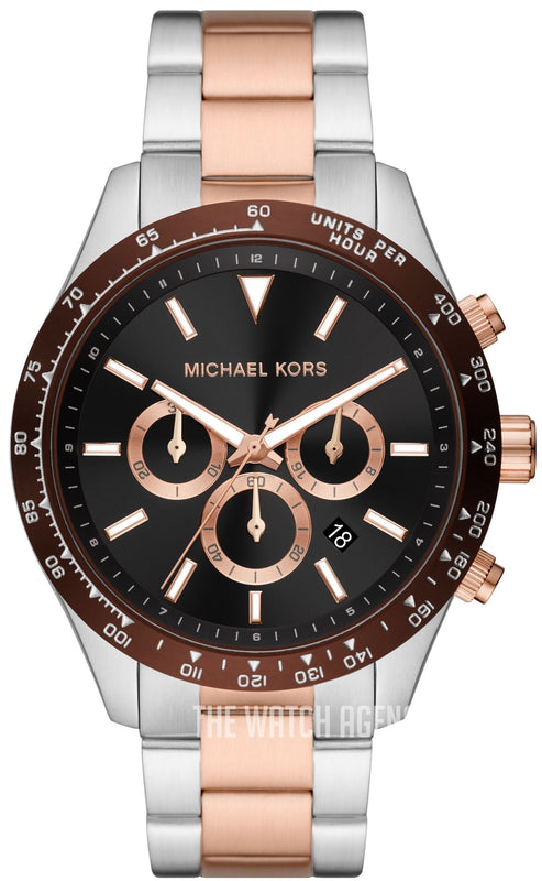 Michael Kors Layton Chronograph Black Dial Two Tone Steel Strap Watch For Men - MK8913 Authentic Buy Shop Now