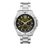 Michael Kors Brecken Chronograph Green Dial Silver Steel Strap Watch For Men - MK8984 Authentic Buy Shop Now