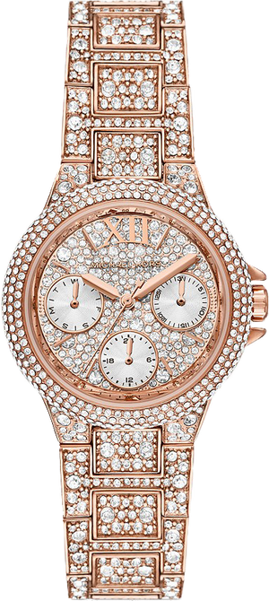 Michael Kors Camille Multifunction Crystals Rose Gold Dial Rose Gold Steel Strap Watch For Women - MK6997 Authentic Buy Shop Now