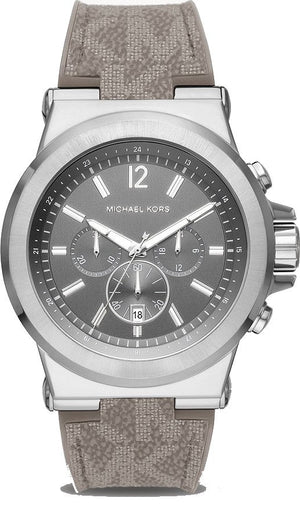 Michael Kors Dylan Chronograph Grey Dial Grey PVC Strap Watch For Men - MK8935 Authentic Buy Shop Now