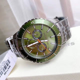 Michael Kors Cunningham Multifunction Chronograph Green Dial Grey Steel Strap Watch For Men - MK7158 Authentic Buy Shop Now