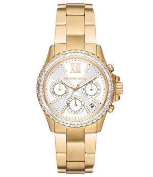 Michael Kors Everest Chronograph White Dial Gold Steel Strap Watch For Women - MK7212 Authentic Buy Shop Now