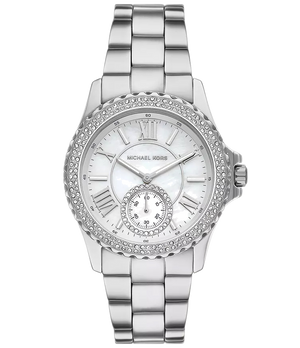 Michael Kors Everest Three hand Silver Dial Silver Steel Strap Watch For Women - MK7403 Authentic Buy Shop Now