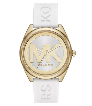 Michael Kors Janelle Three Hand Silver Dial White Rubber Strap Watch For Women - MK7141 Authentic Buy Shop Now