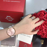 Michael Kors Jayne Three Hand Rose Gold Dial White Leather Strap Watch For Women - MK7128 Authentic Buy Shop Now