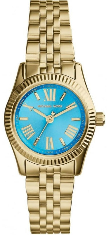 Michael Kors Lexington Quartz Blue Dial Gold Steel Strap Watch For Women - MK3271 Authentic Buy Shop Now