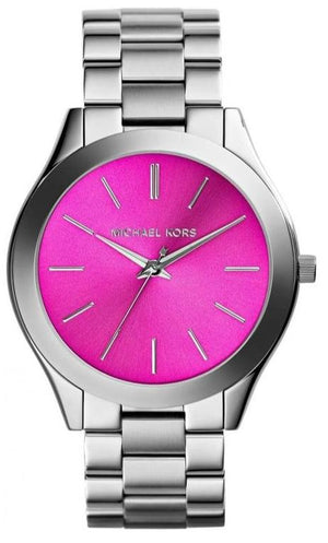 Michael Kors Slim Runway Quartz Pink Dial Silver Steel Strap Watch For Women - MK3291 Authentic Buy Shop Now
