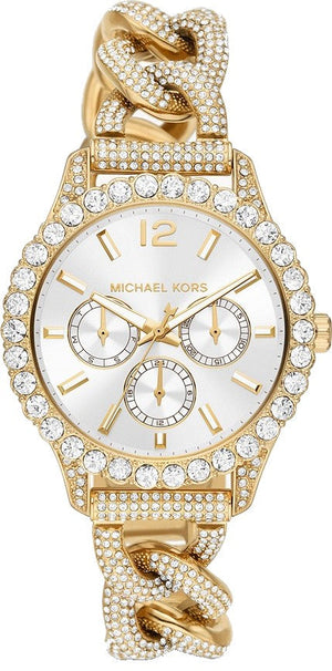 Michael Kors Layton Multifunction Glitz Silver Dial Gold Steel Strap Watch for Women - MK4653 Authentic Buy Shop Now