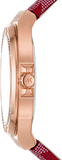 Michael Kors Lennox Three Hand Silver Dial Red Leather Strap Watch For Women - MK7308 Authentic Buy Shop Now