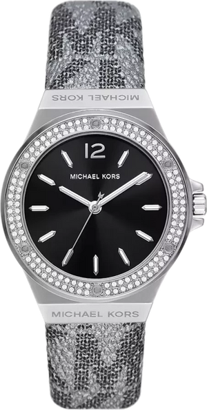 Michael Kors Lennox Quartz Black Dial Grey Leather Strap Watch For Women - MK7309 Authentic Buy Shop Now