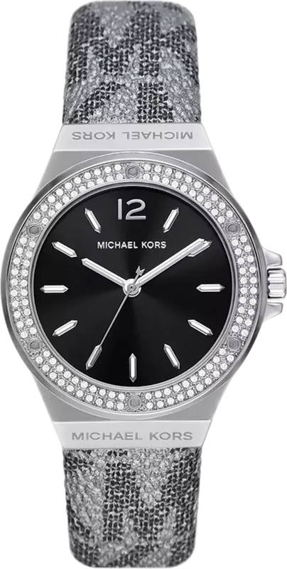 Michael Kors Lennox Quartz Black Dial Grey Leather Strap Watch For Women - MK7309 Authentic Buy Shop Now