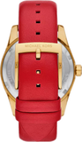 Michael Kors Lexington Three Hand Red Dial Red Leather Strap Watch For Women - MK4747 Authentic Buy Shop Now