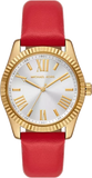 Michael Kors Lexington Three Hand Red Dial Red Leather Strap Watch For Women - MK4747 Authentic Buy Shop Now