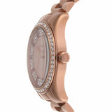 Michael Kors Lexington Three Hand Mother of Pearl Pink Dial Rose Gold Steel Strap Watch For Women - MK7444 Authentic Buy Shop Now
