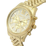 Michael Kors Lexington Chronograph Gold Dial Gold Steel Strap Watch For Men - MK8579 Authentic Buy Shop Now