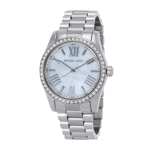 Michael Kors Lexington Crystals Mother of Pearl White Dial Silver Steel Strap Watch for Women - MK1087 Authentic Buy Shop Now