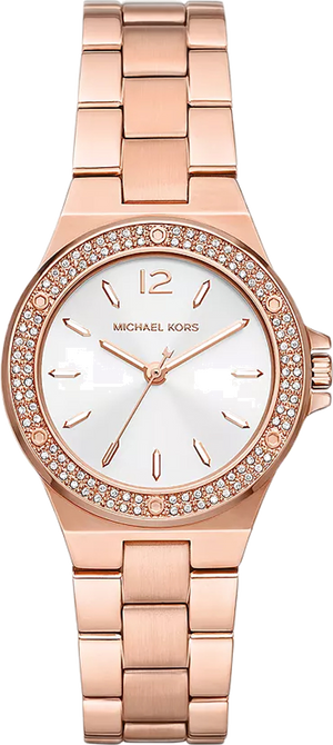Michael Kors Lennox Three Hand Silver Dial Rose Gold Steel Strap Watch For Women - MK7279 Authentic Buy Shop Now