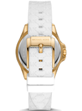 Michael Kors Mini Pilot Quartz Silver Dial White Silicone Strap Watch For Women - MK7372 Authentic Buy Shop Now