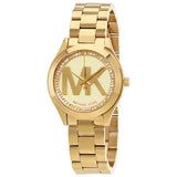 Michael Kors Slim Runway Gold Dial Gold Steel Strap Watch for Women - MK3477 Authentic Buy Shop Now