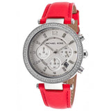 Michael Kors Parker Silver Dial Red Leather Strap Watch for Women - MK2278 Authentic Buy Shop Now