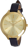 Michael Kors Runway Quartz Gold Dial Blue Leather Strap Watch For Women - MK2285 Authentic Buy Shop Now