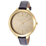 Michael Kors Runway Quartz Gold Dial Blue Leather Strap Watch For Women - MK2285 Authentic Buy Shop Now