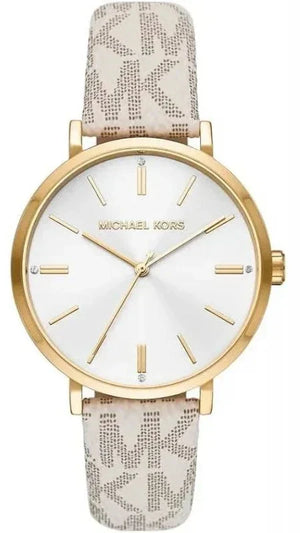 Michael Kors Pyper Analog Silver Dial White Leather Strap Watch for Women - MK2946 Authentic Buy Shop Now